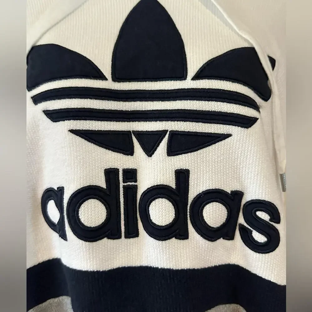Adidas Ivory, Navy and Gray Hoodie with Large Logo Adult Small